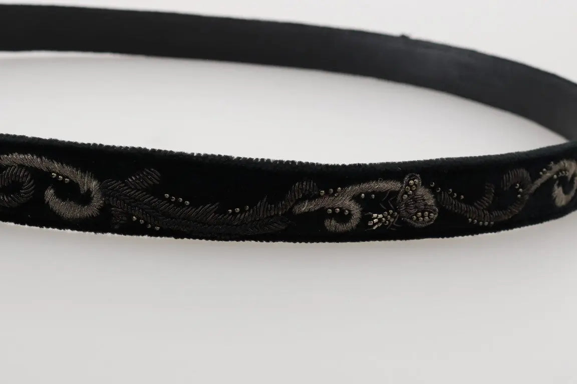 Dolce & Gabbana Black Cotton Royal Bee Embroidery Belt - Zeiniez