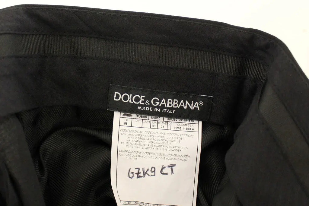 Dolce & Gabbana Black Wool Stretch Pleated Pants Dolce & Gabbana