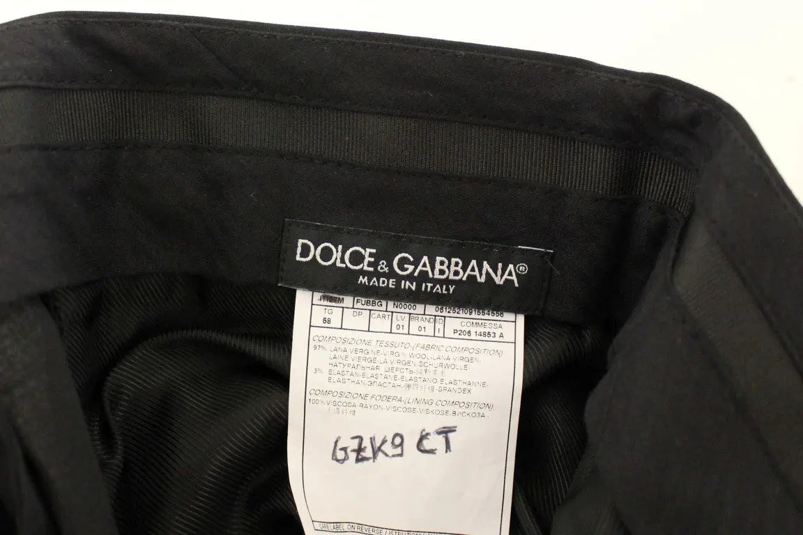 Dolce & Gabbana Black Wool Stretch Pleated Pants Dolce & Gabbana