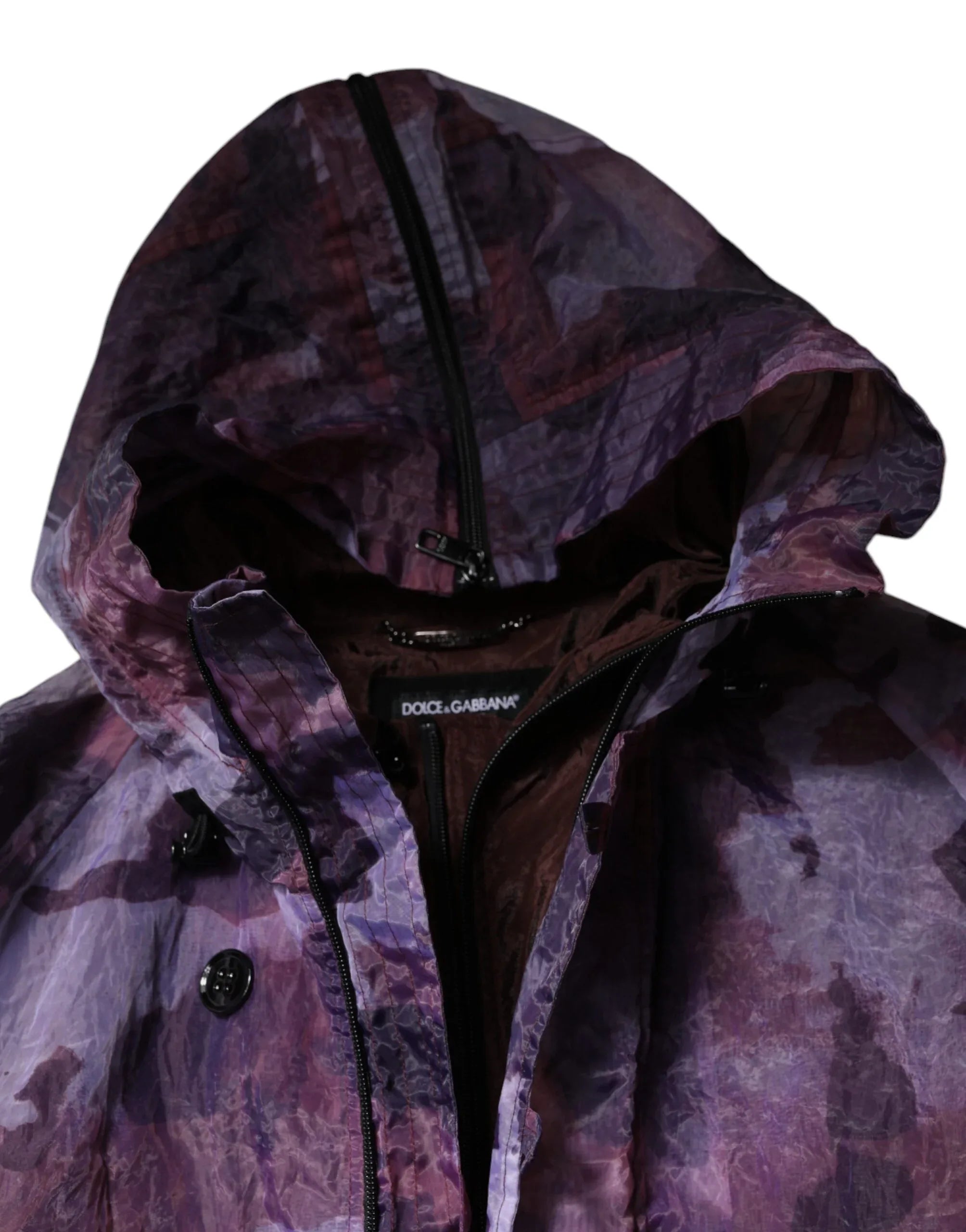 Dolce & Gabbana Purple Camouflage Hooded Men Blouson Jacket - Zeiniez