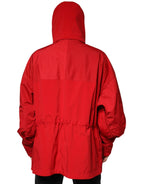 Dolce & Gabbana Red Nylon Hooded Men Full Zip Parka Jacket - Zeiniez