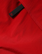 Dolce & Gabbana Red Nylon Hooded Men Full Zip Parka Jacket - Zeiniez