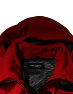 Dolce & Gabbana Red Nylon Hooded Men Full Zip Parka Jacket - Zeiniez