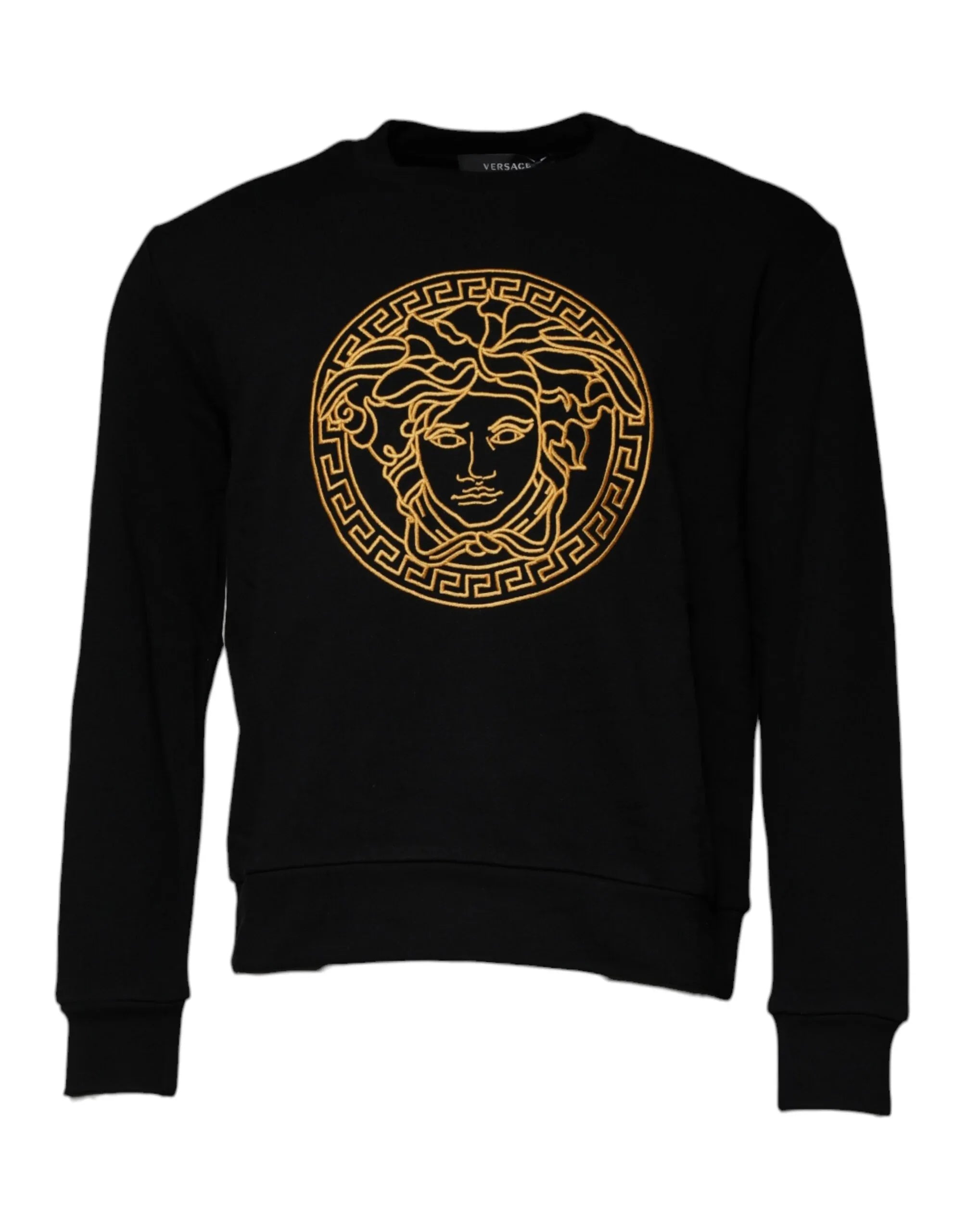 Versace Black Medusa Embroidery Crew Neck Pullover Sweater - Zeiniez