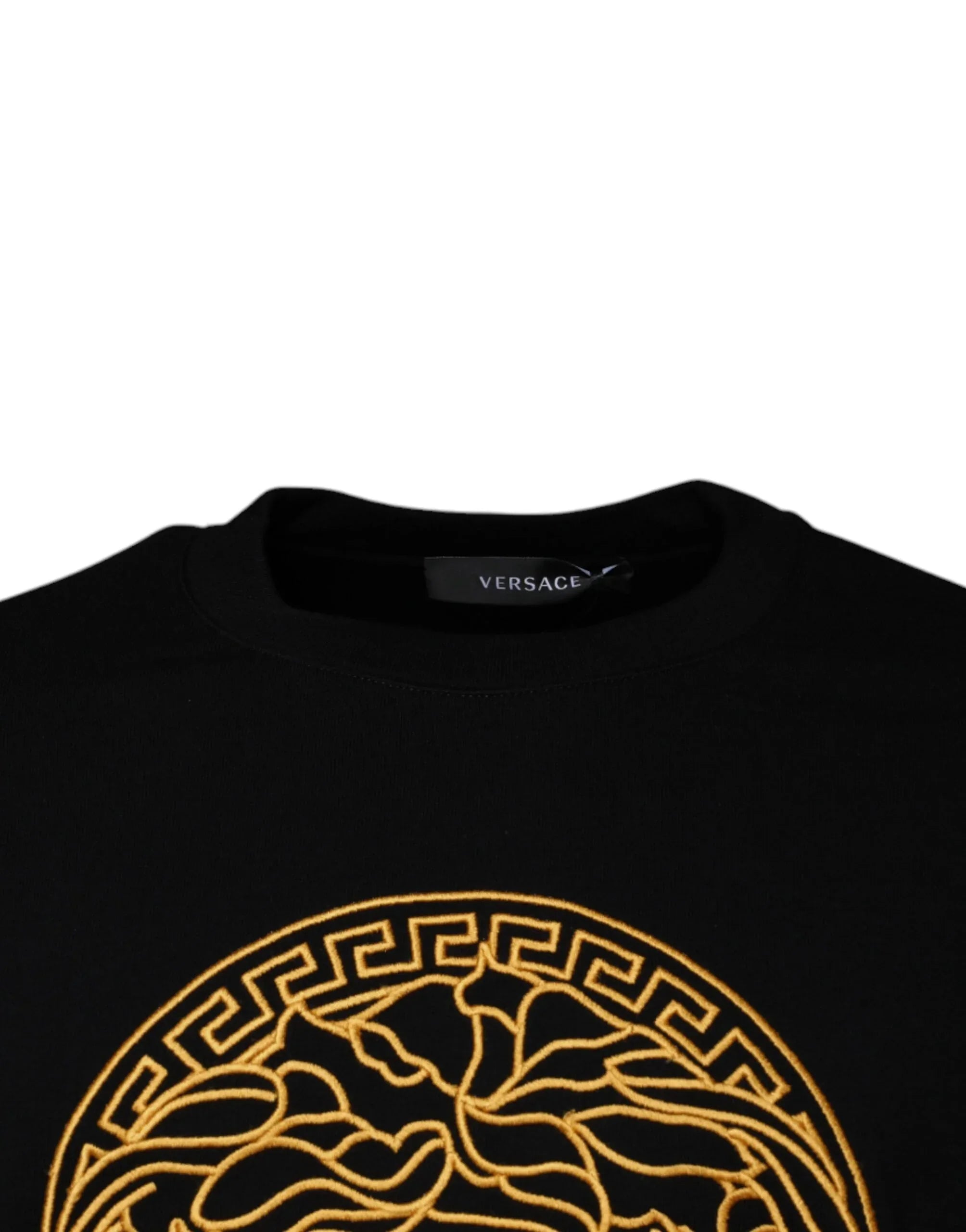 Versace Black Medusa Embroidery Crew Neck Pullover Sweater - Zeiniez