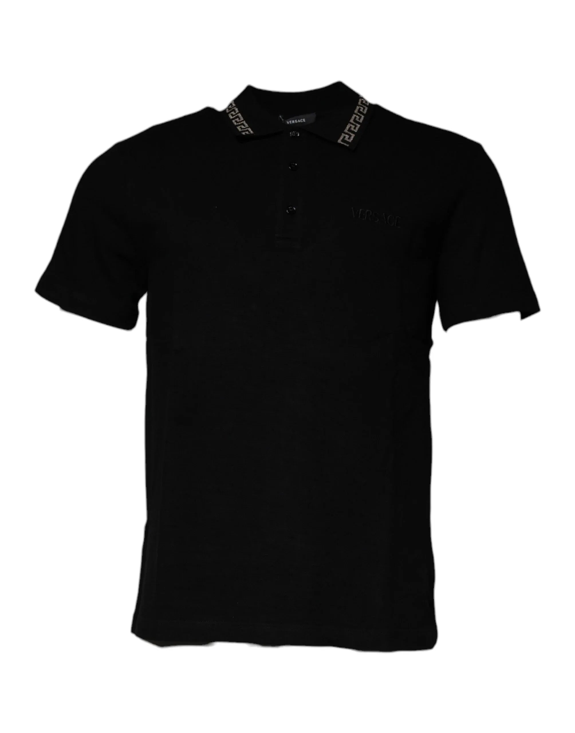 Versace Black Viscose Collared Polo Short Sleeves T-shirt - Zeiniez