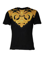 Versace Black Medusa Print Cotton Crew Neck T-shirt - Zeiniez
