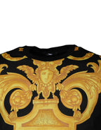 Versace Black Medusa Print Cotton Crew Neck T-shirt - Zeiniez