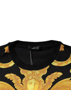 Versace Black Medusa Print Cotton Crew Neck T-shirt - Zeiniez