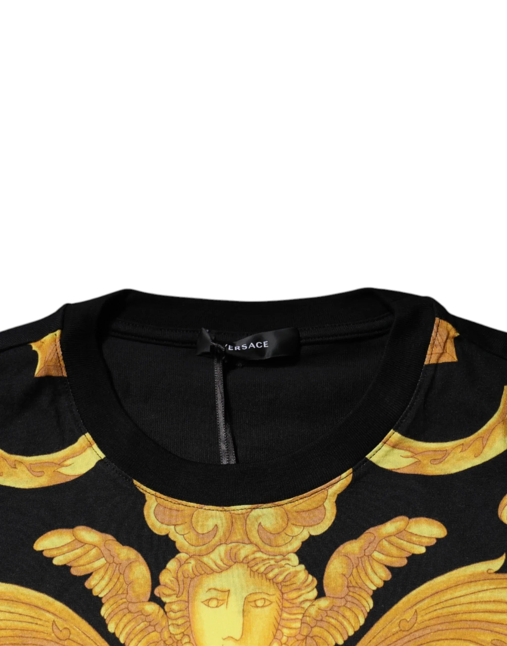 Versace Black Medusa Print Cotton Crew Neck T-shirt - Zeiniez
