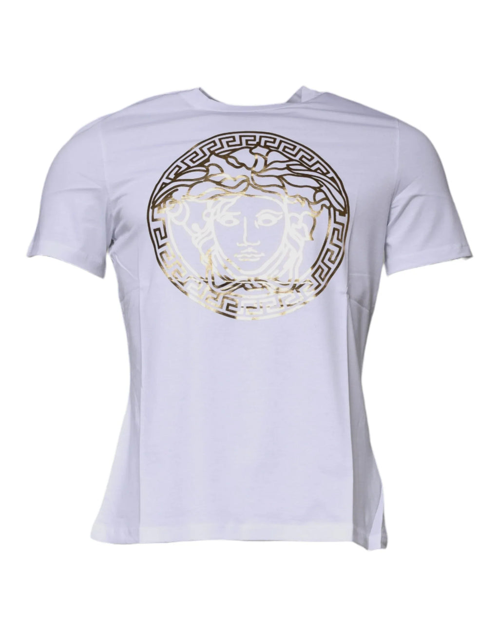 Versace White Medusa Print Cotton Crew Neck T-shirt - Zeiniez