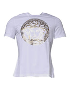 Versace White Medusa Print Cotton Crew Neck T-shirt - Zeiniez