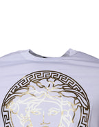 Versace White Medusa Print Cotton Crew Neck T-shirt - Zeiniez