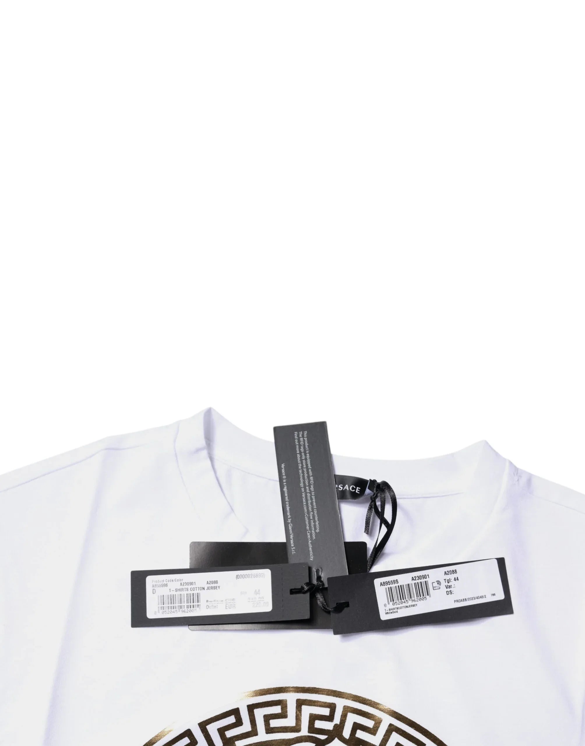 Versace White Medusa Print Cotton Crew Neck T-shirt - Zeiniez