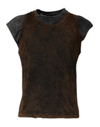Dolce & Gabbana Brown Cotton Round Neck Sleeveless T-shirt - Zeiniez