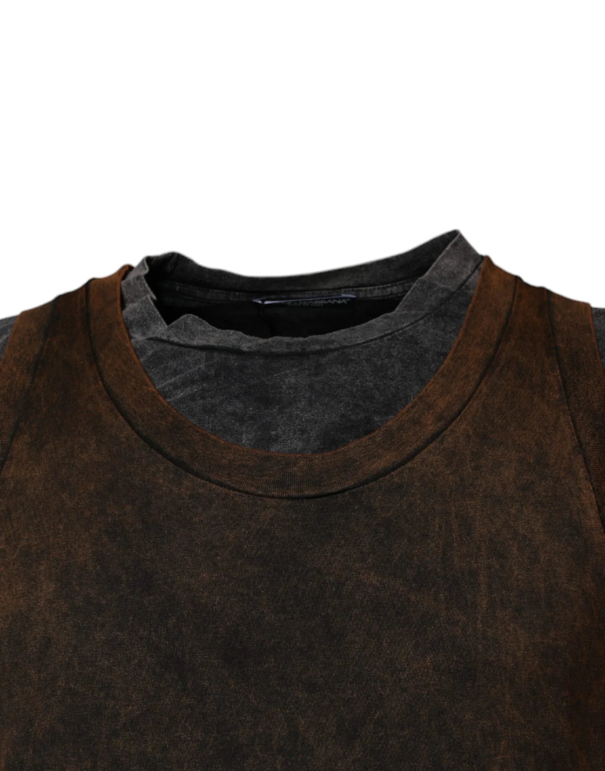 Dolce & Gabbana Brown Cotton Round Neck Sleeveless T-shirt - Zeiniez