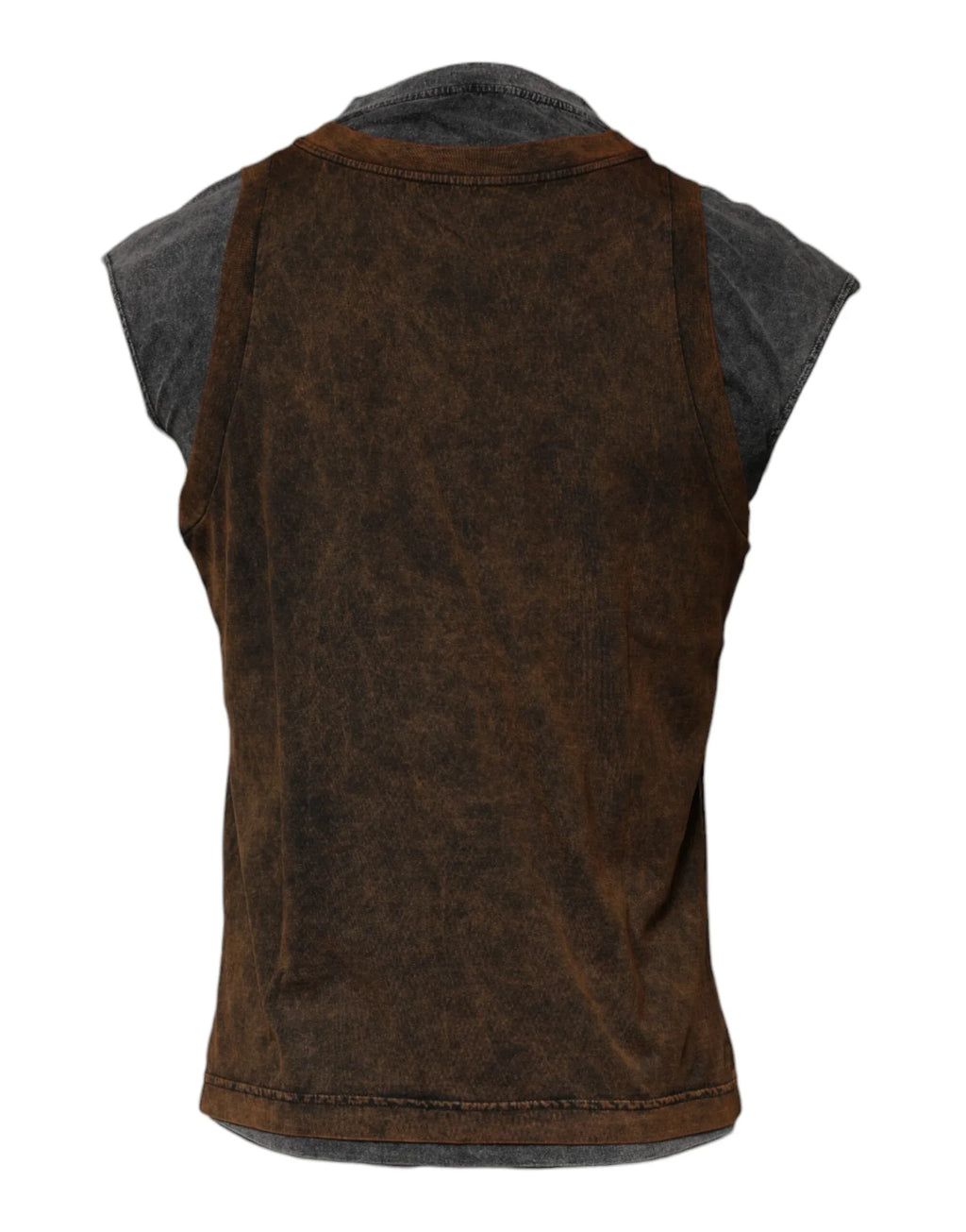 Dolce & Gabbana Brown Cotton Round Neck Sleeveless T-shirt - Zeiniez