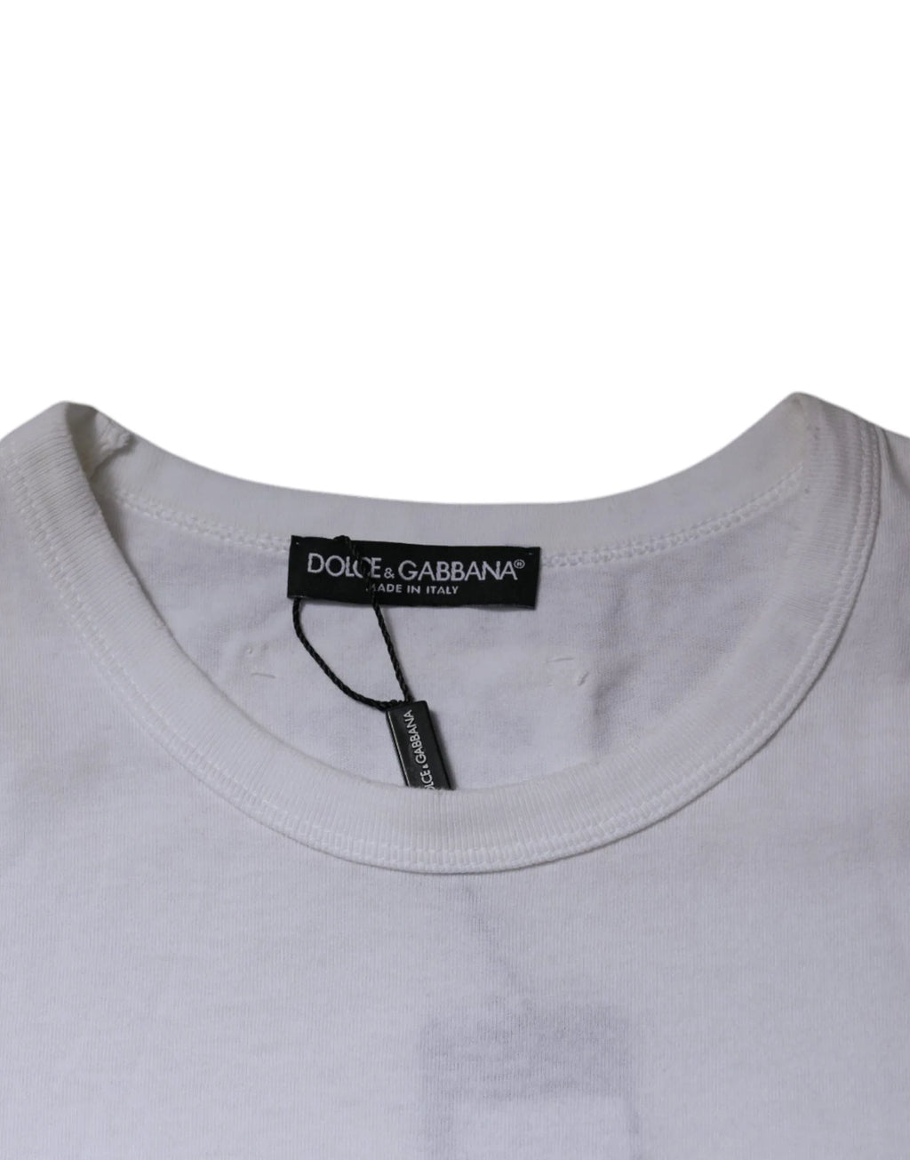 Dolce & Gabbana White Stripes Crew Neck Short Sleeves T-shirt - Zeiniez