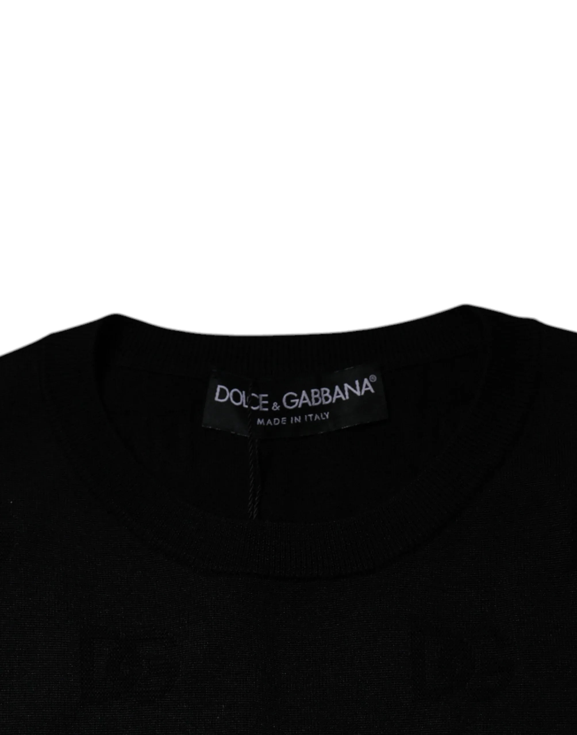 Dolce & Gabbana Black Silk Round Neck Sleeveless T-shirt - Zeiniez