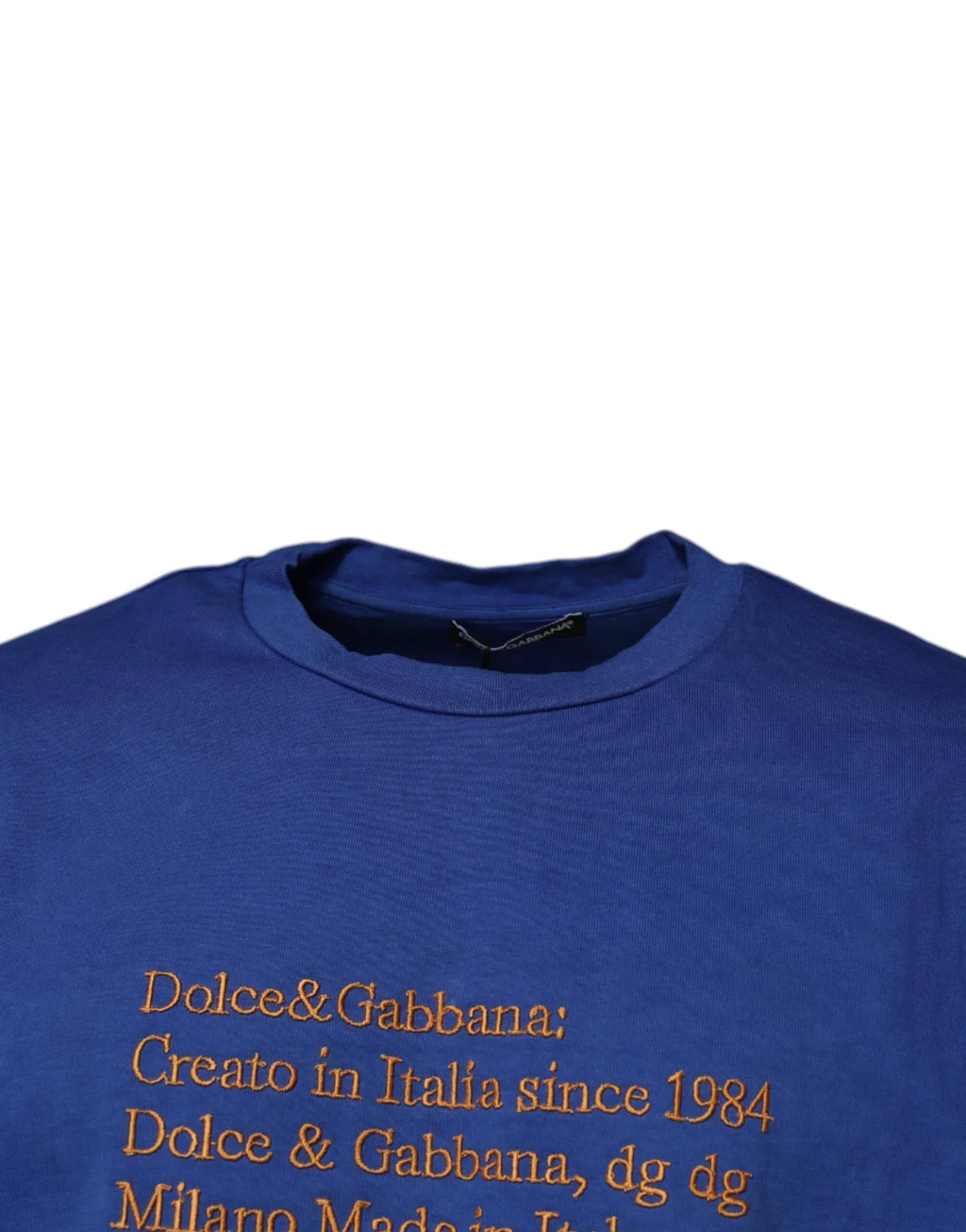 Dolce & Gabbana Blue Graphic Print Cotton Crew Neck T-shirt - Zeiniez