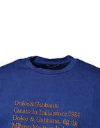 Dolce & Gabbana Blue Graphic Print Cotton Crew Neck T-shirt - Zeiniez