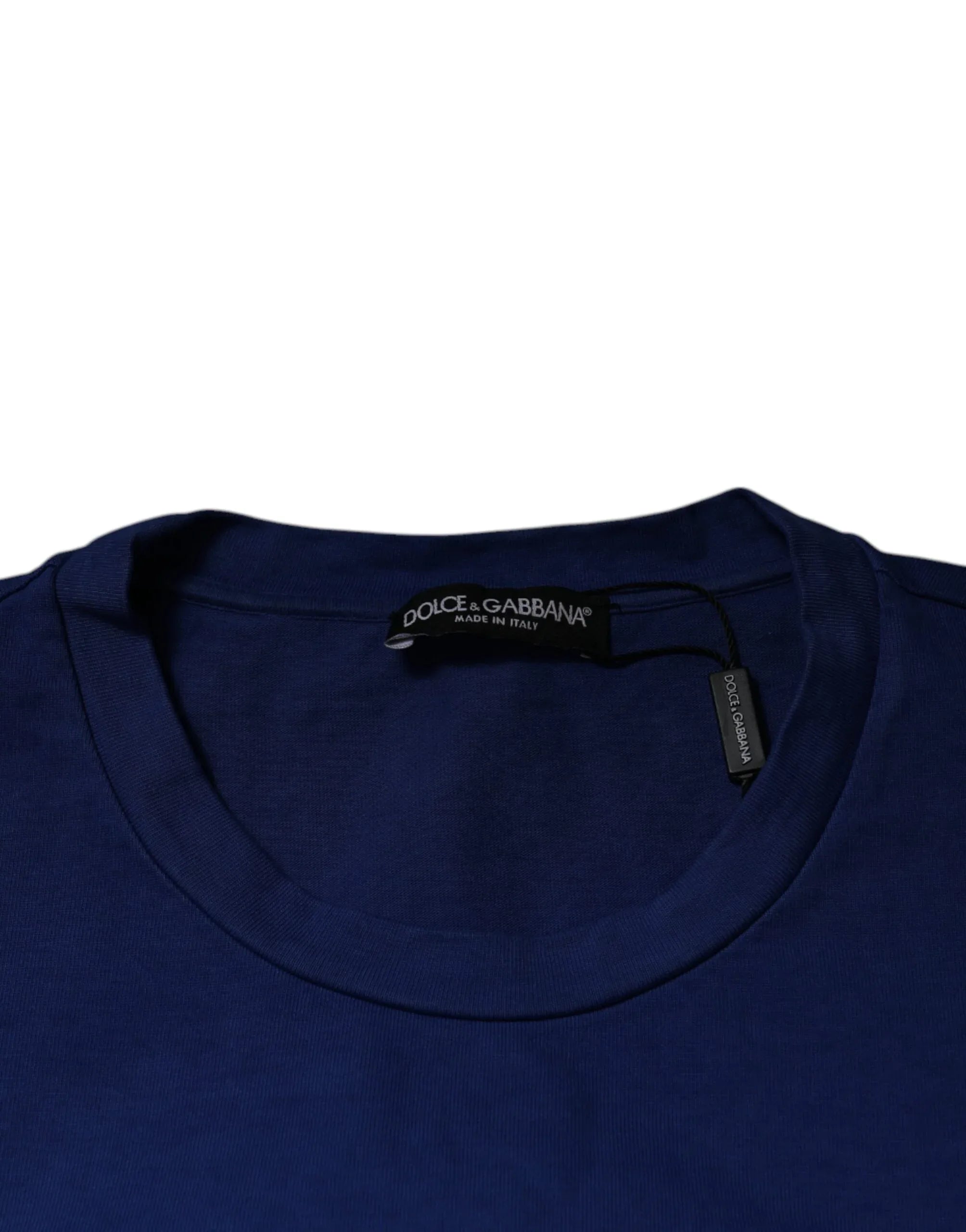 Dolce & Gabbana Blue Graphic Print Cotton Crew Neck T-shirt - Zeiniez