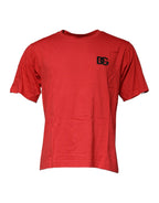 Dolce & Gabbana Red DG Logo Cotton Crew Neck T-shirt - Zeiniez