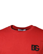 Dolce & Gabbana Red DG Logo Cotton Crew Neck T-shirt - Zeiniez