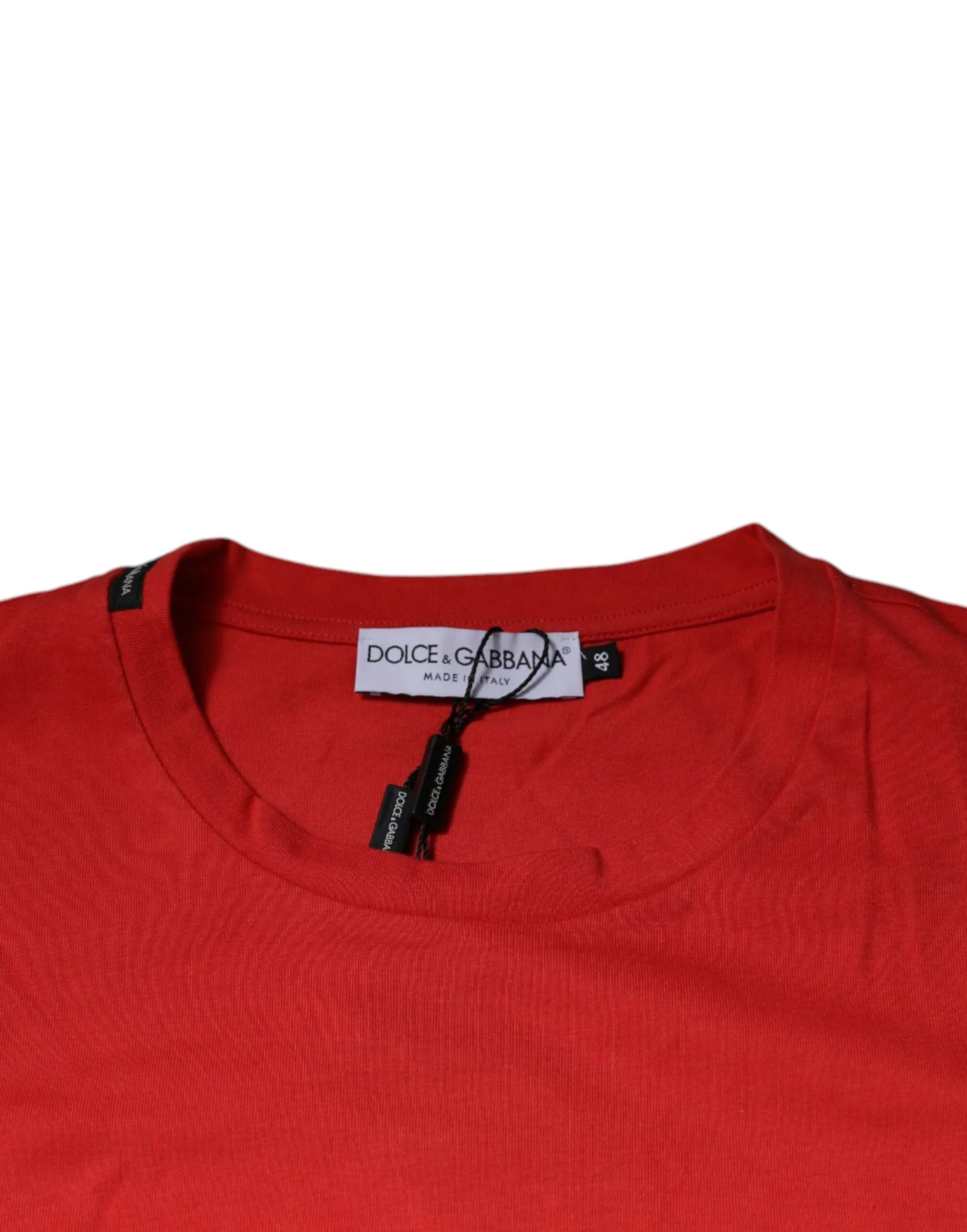 Dolce & Gabbana Red DG Logo Cotton Crew Neck T-shirt - Zeiniez