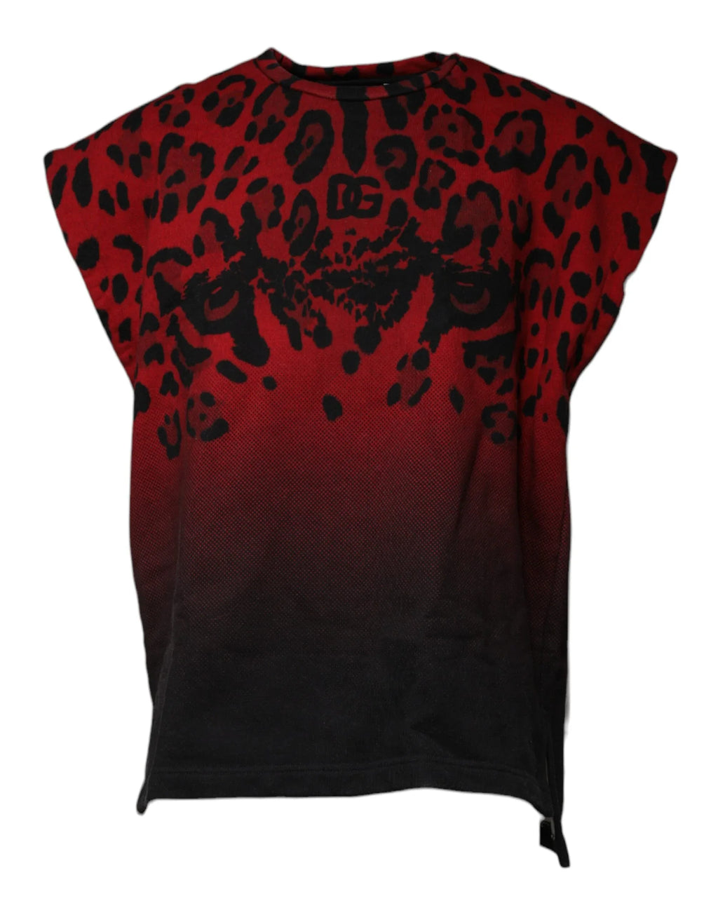 Dolce & Gabbana Red Leopard Print Cotton Sleeveless T-shirt - Zeiniez