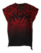 Dolce & Gabbana Red Leopard Print Cotton Sleeveless T-shirt - Zeiniez