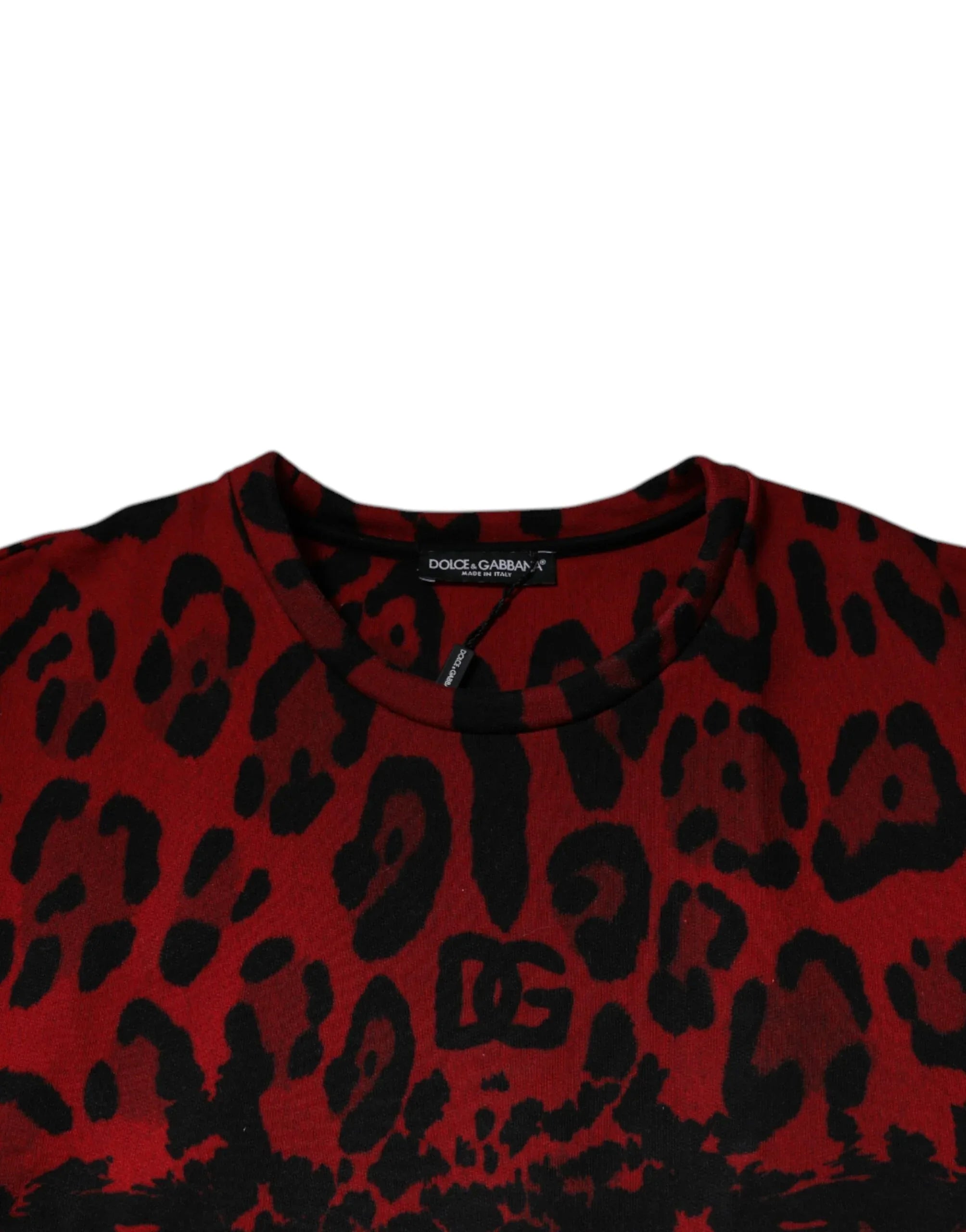 Dolce & Gabbana Red Leopard Print Cotton Sleeveless T-shirt - Zeiniez