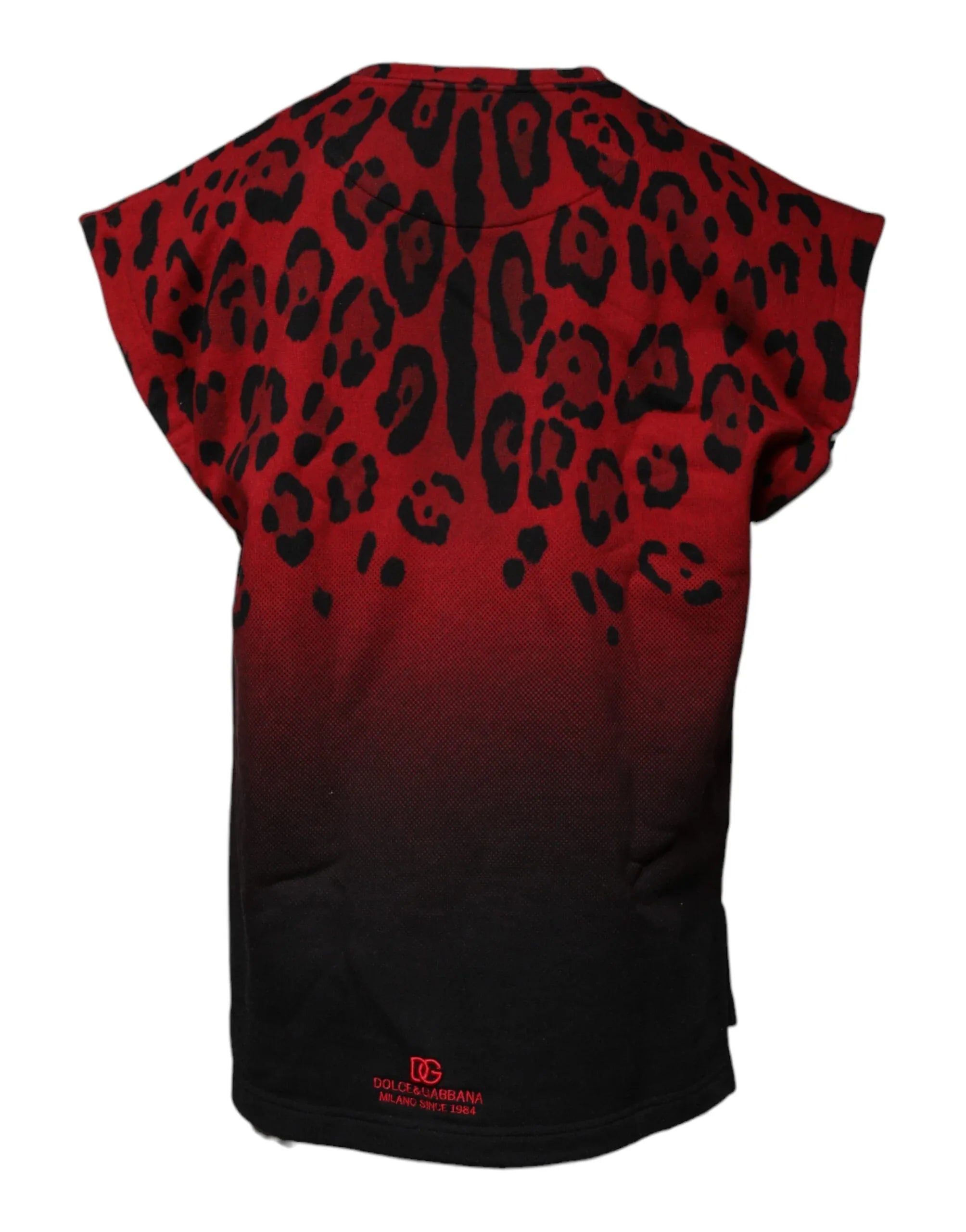 Dolce & Gabbana Red Leopard Print Cotton Sleeveless T-shirt - Zeiniez