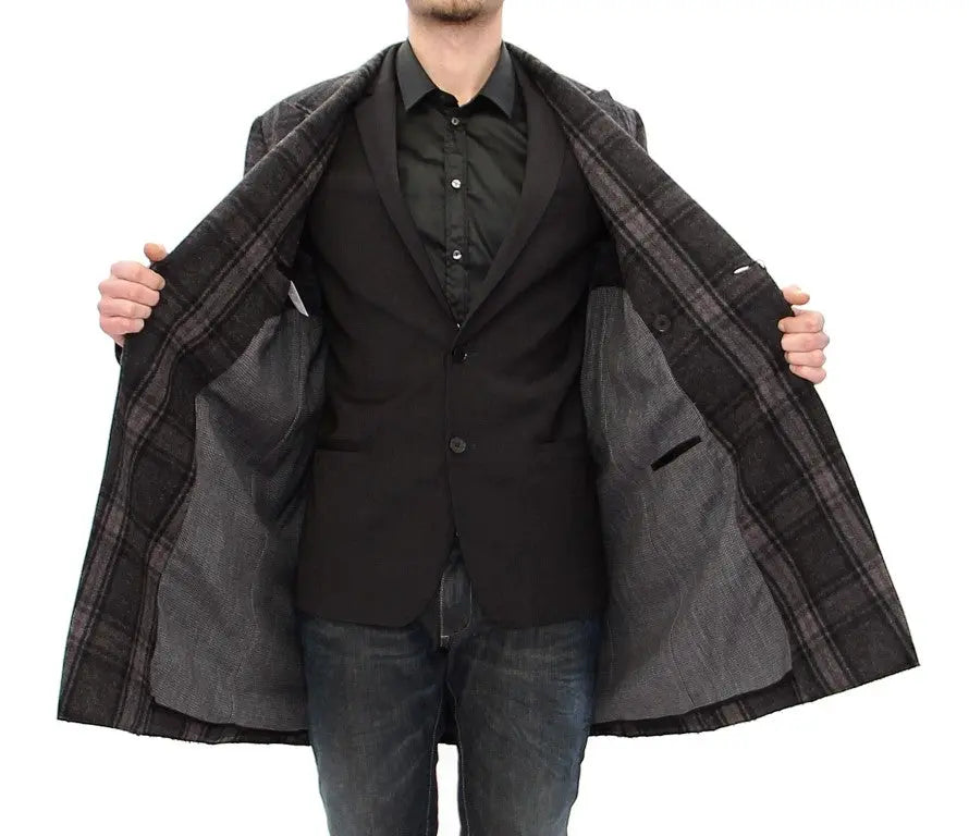 Dolce & Gabbana Gray Double Breasted Coat Jacket Dolce & Gabbana
