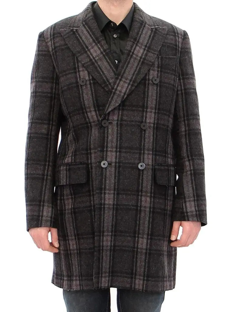 Dolce & Gabbana Gray Double Breasted Coat Jacket Dolce & Gabbana