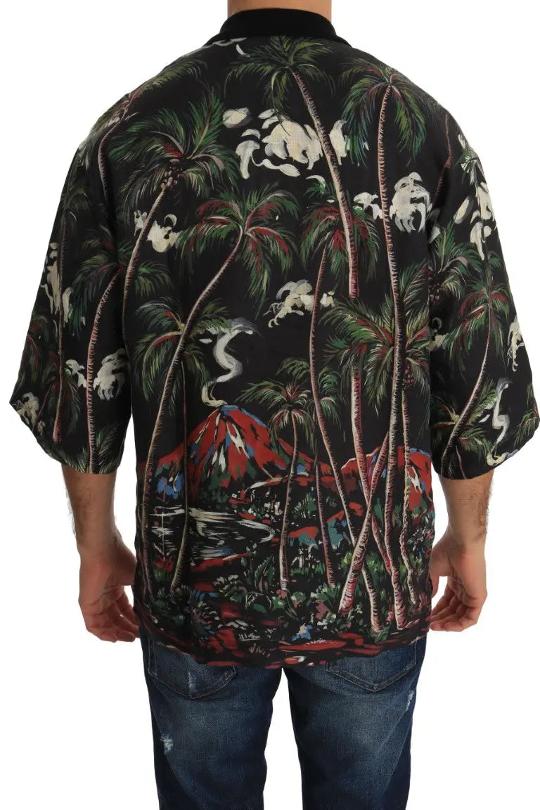 Dolce & Gabbana Black Volcano Sicily Short Sleeve T-Shirt - Zeiniez