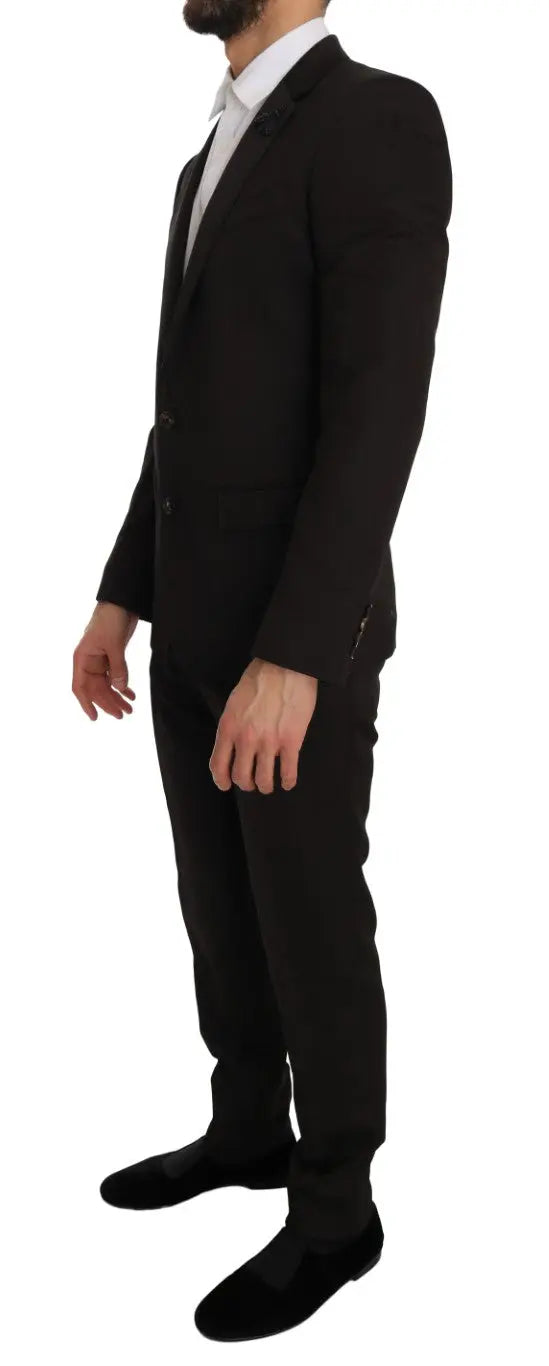 Dolce & Gabbana Brown Wool Crystal Bee Slim Fit MARTINI - Zeiniez