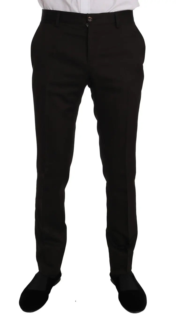 Dolce & Gabbana Brown Wool Crystal Bee Slim Fit MARTINI - Zeiniez