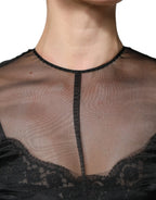 Dolce & Gabbana Black Tulle A-line Midi Cocktail Gown Dress - Zeiniez