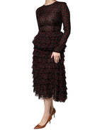 Dolce & Gabbana Black Red Polka Dot Silk Layered Midi Dress - Zeiniez
