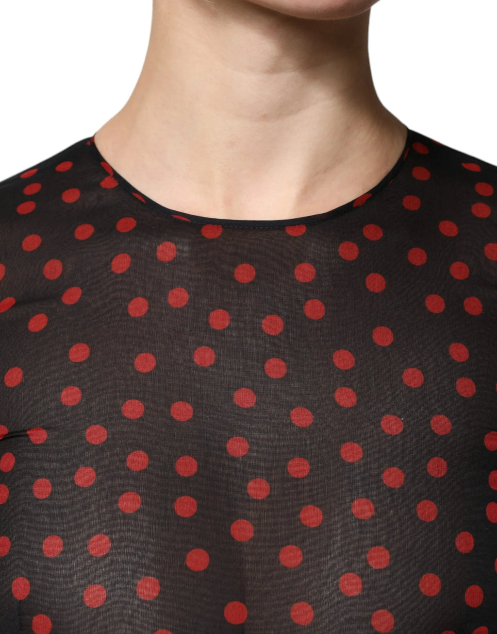 Dolce & Gabbana Black Red Polka Dot Silk Layered Midi Dress - Zeiniez