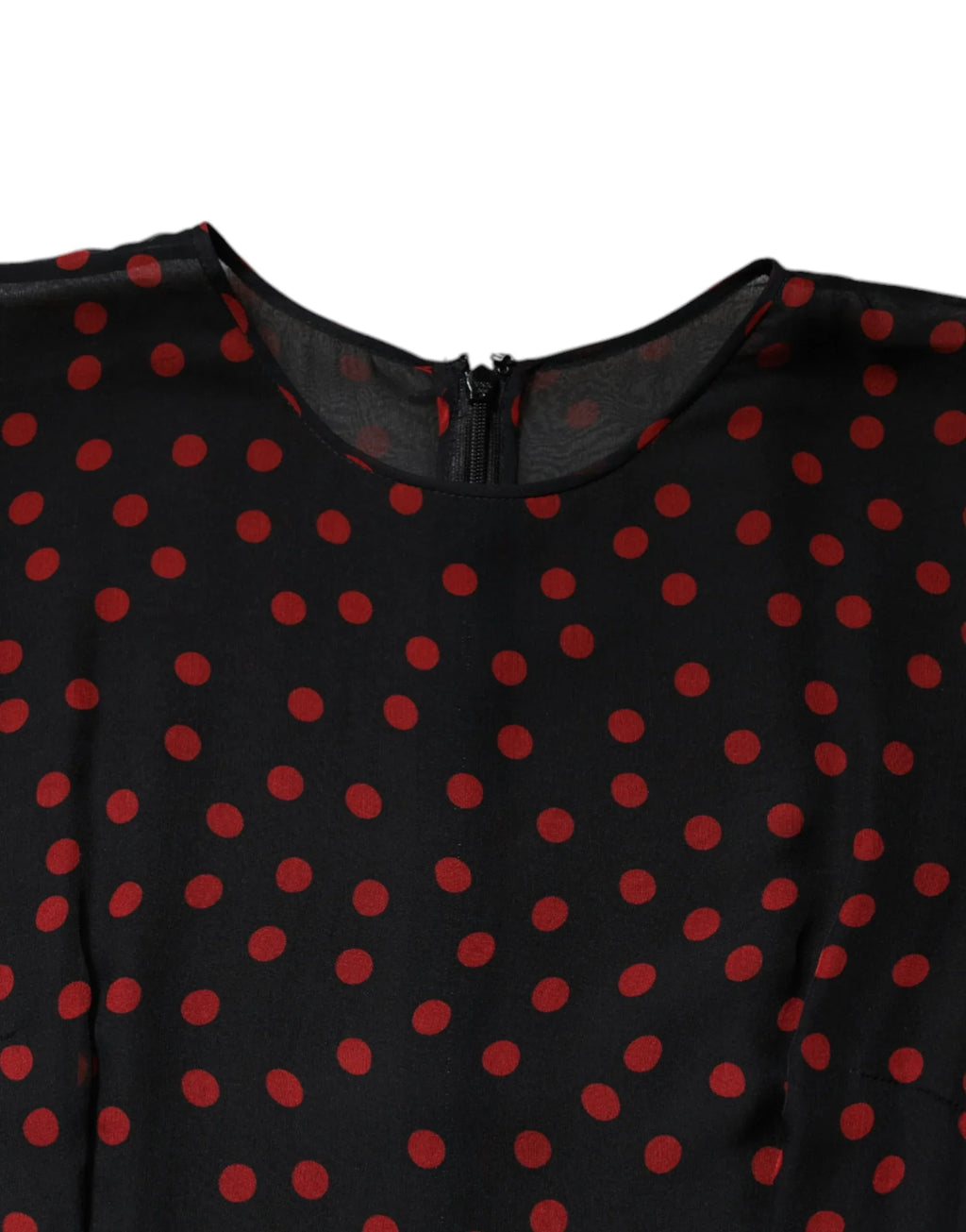 Dolce & Gabbana Black Red Polka Dot Silk Layered Midi Dress - Zeiniez