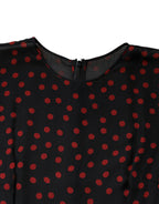 Dolce & Gabbana Black Red Polka Dot Silk Layered Midi Dress - Zeiniez