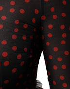 Dolce & Gabbana Black Red Polka Dot Silk Layered Midi Dress - Zeiniez