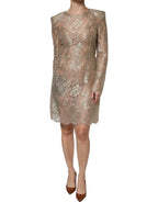 Dolce & Gabbana Gold Floral Lace A-line Sheath Mini Dress - Zeiniez
