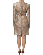 Dolce & Gabbana Gold Floral Lace A-line Sheath Mini Dress - Zeiniez