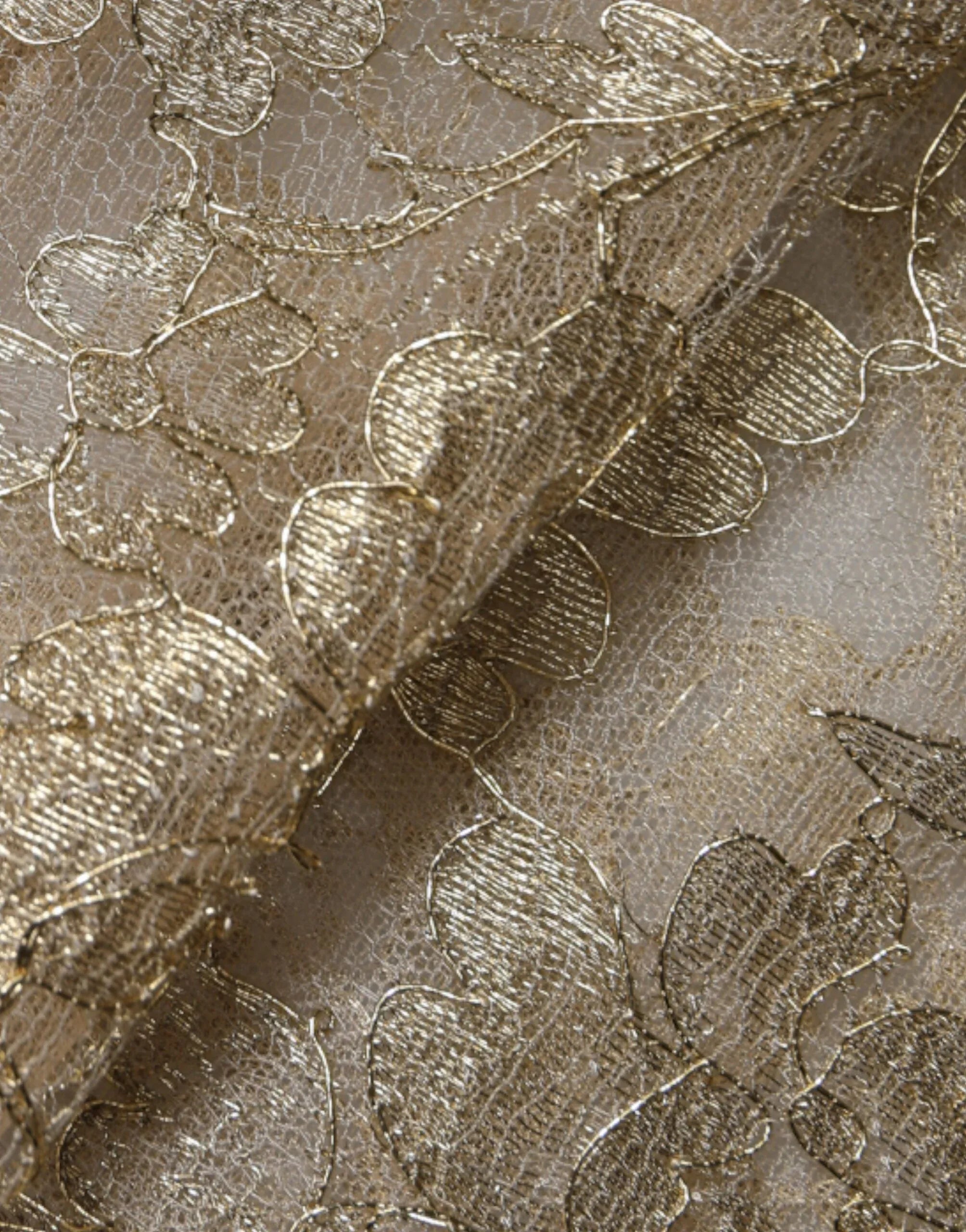 Dolce & Gabbana Gold Floral Lace A-line Sheath Mini Dress - Zeiniez