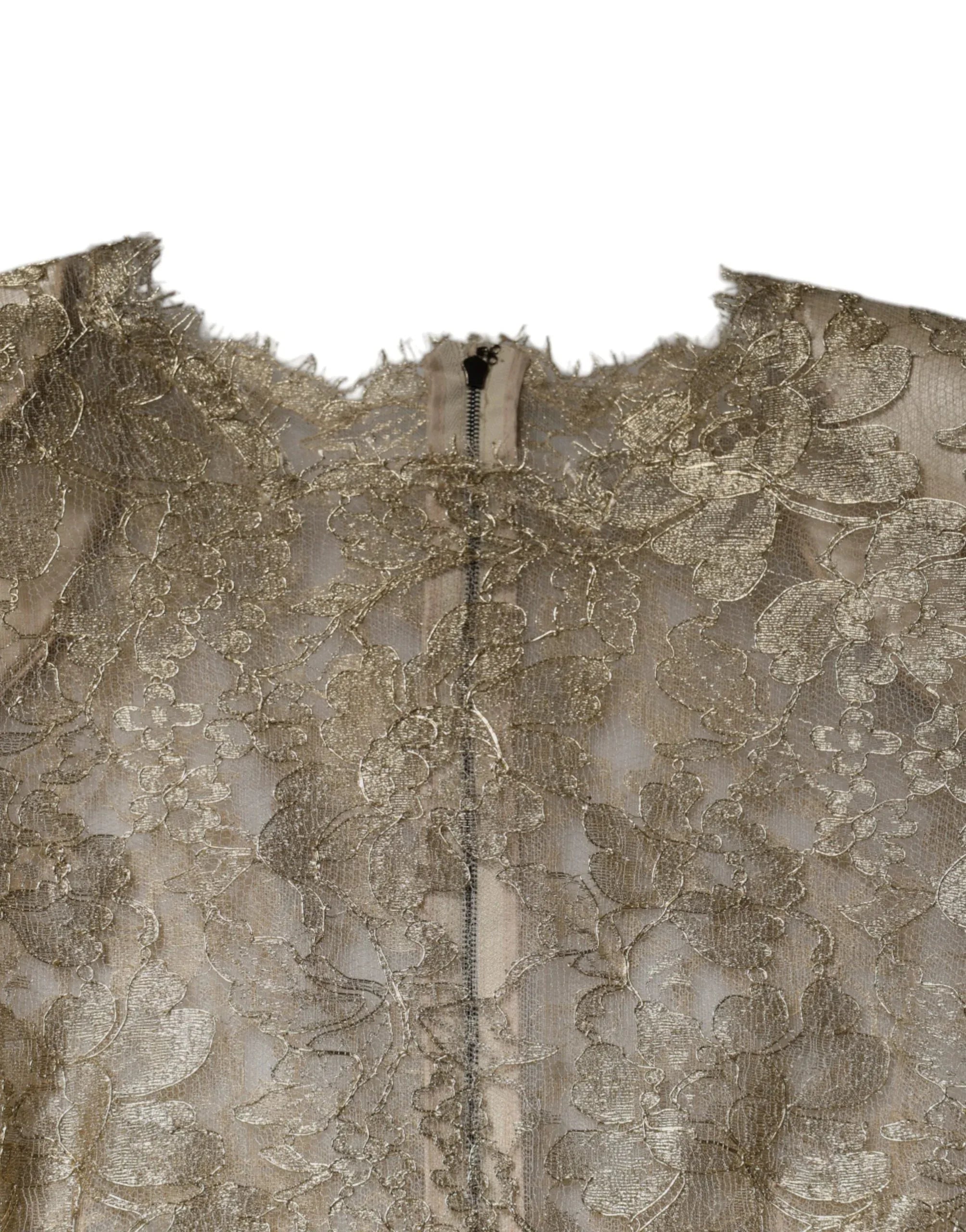 Dolce & Gabbana Gold Floral Lace A-line Sheath Mini Dress - Zeiniez