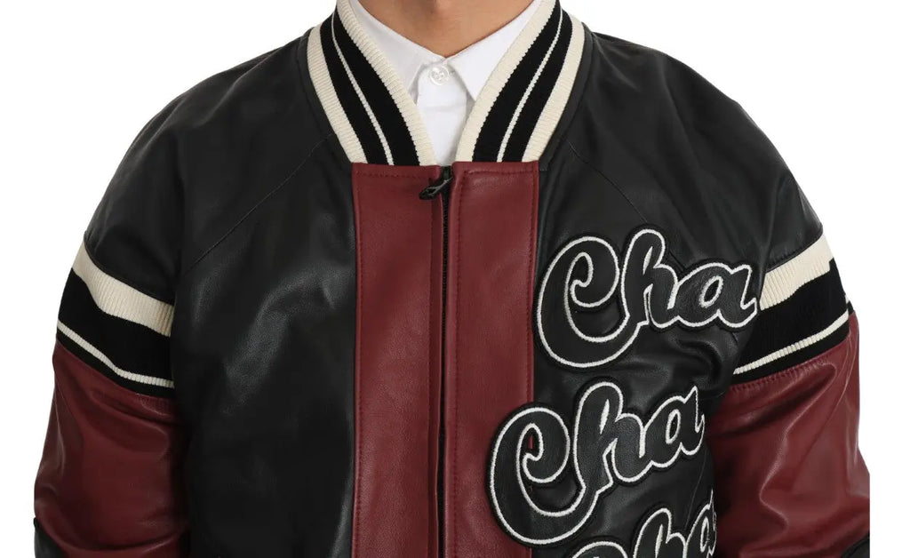 Dolce & Gabbana Leather Club Lounge Black Red Jacket - Zeiniez