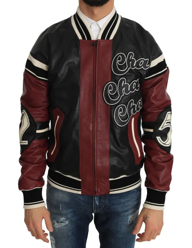 Dolce & Gabbana Leather Club Lounge Black Red Jacket - Zeiniez
